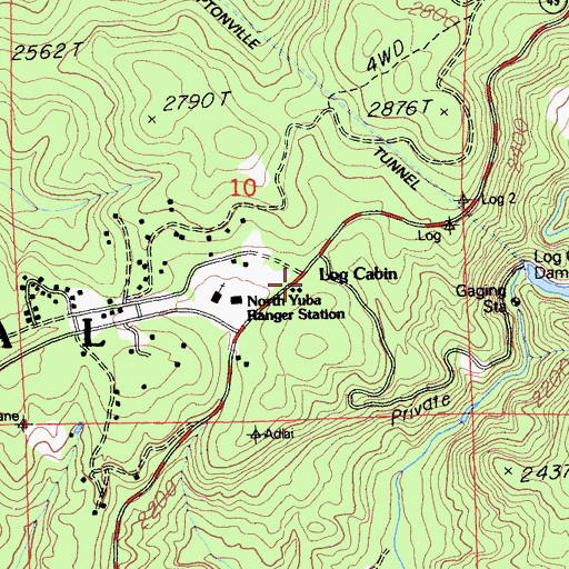 Topographic Map of Log Cabin, CA