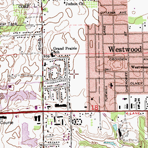 Topographic Map of Frays Park, MI