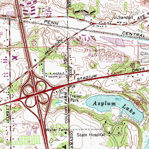 Topographic Map of West Town Mall, MI