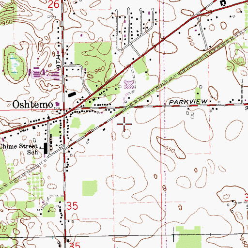 Topographic Map of Huntington Run Mobile Home Park, MI