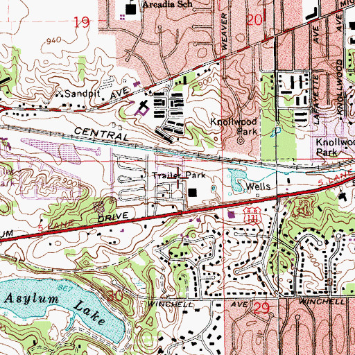 Topographic Map of Franklin Valley Estates Mobile Home Park, MI