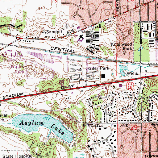 Topographic Map of Meadow View Village Mobile Home Park, MI