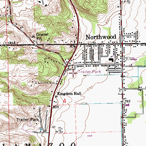 Topographic Map of Oakbrook Mobile Home Park, MI