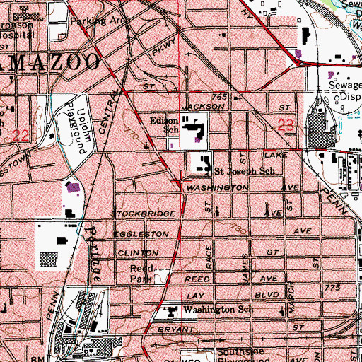 Topographic Map of Washington Square Branch Library, MI
