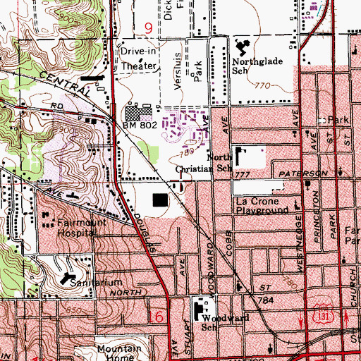 Topographic Map of Alma Powell Branch Library, MI