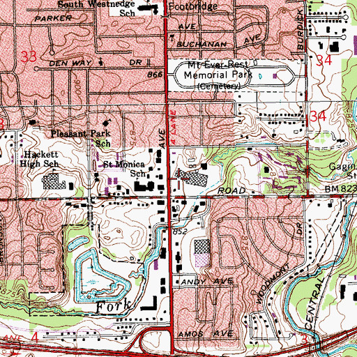 Topographic Map of Westnedge Corners Shopping Center, MI