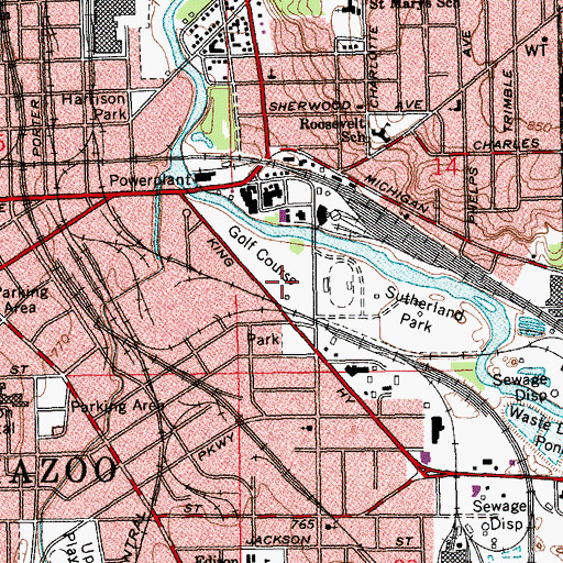 Topographic Map of Red Arrow Golf Course, MI