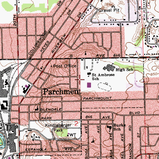 Topographic Map of Parchment Central Elementary School, MI