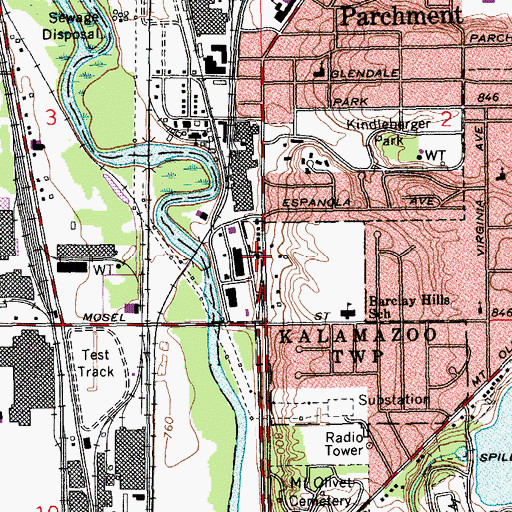 Topographic Map of Parchment Police Department, MI