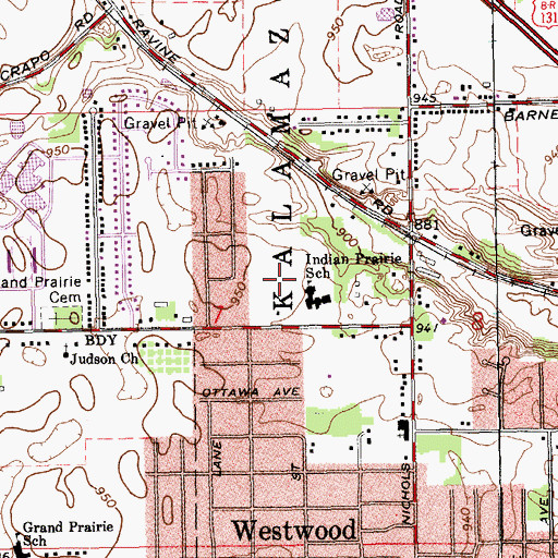 Topographic Map of Grand Prairie Golf Course, MI