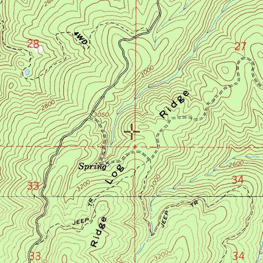 Topographic Map of Log Ridge, CA