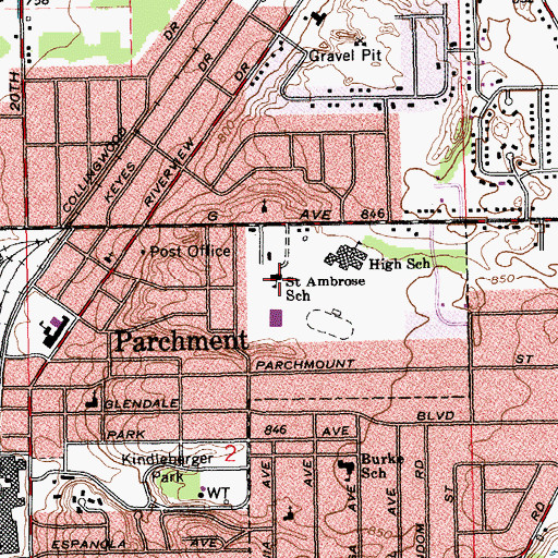 Topographic Map of Saint Ambrose Catholic Church, MI
