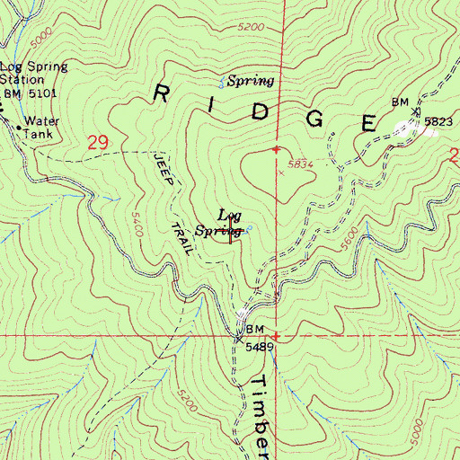 Topographic Map of Log Spring, CA