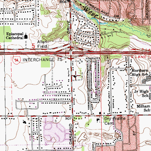 Topographic Map of First Church of the Nazarene, MI