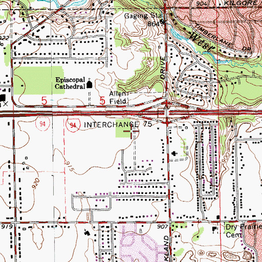 Topographic Map of First Assembly of God Church, MI