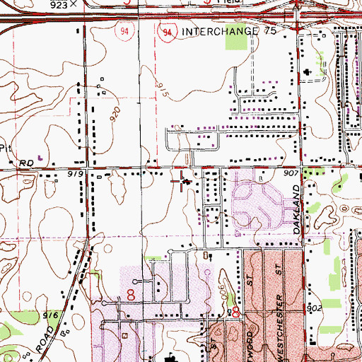 Topographic Map of Portage United Church of Christ, MI