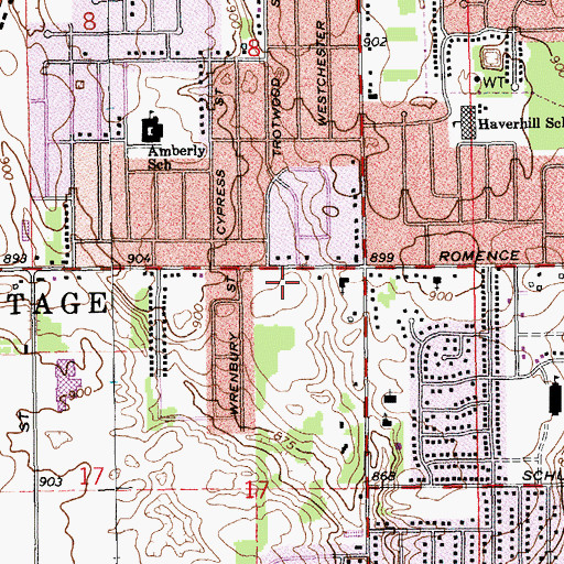 Topographic Map of Saint James Lutheran Church, MI