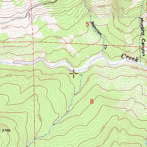 Topographic Map of Log Spring Creek, CA