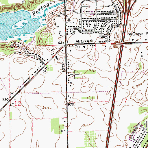 Topographic Map of Portage Church of Christ, MI