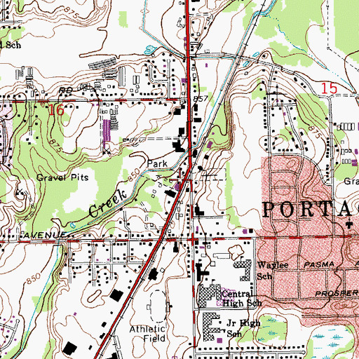 Topographic Map of Portage Police Department, MI
