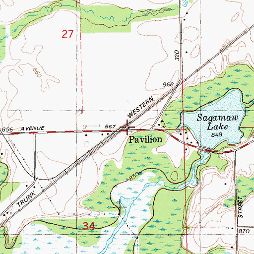 Topographic Map of Pavilion Station, MI