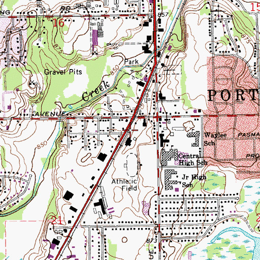 Topographic Map of Portage Station, MI