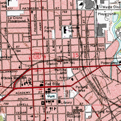 Topographic Map of Kalamazoo Station, MI