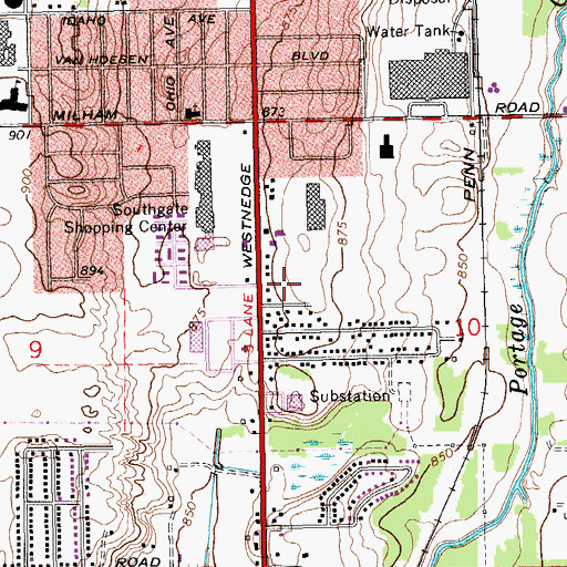 Topographic Map of South Town Plaza, MI