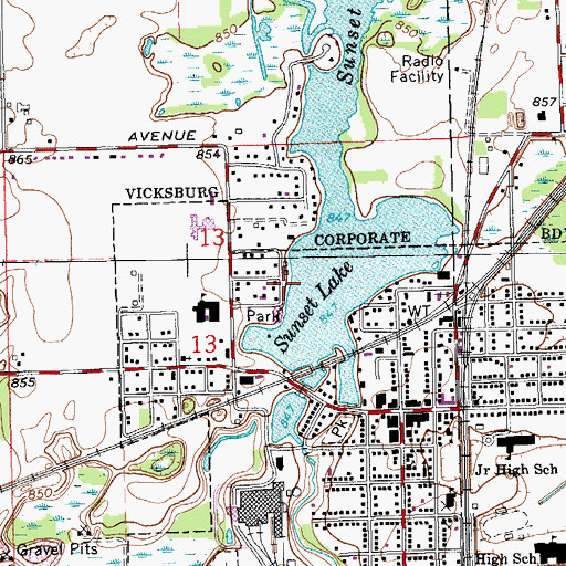 Topographic Map of Sunset Lake Park, MI