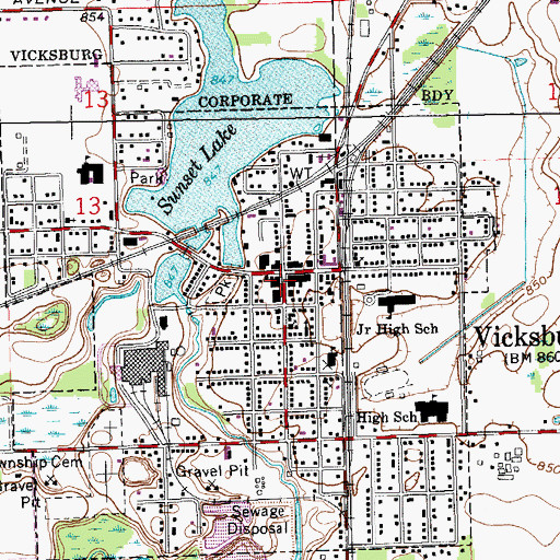 Topographic Map of South Kalamazoo County Fire Authority Station 2 Administrative Office, MI