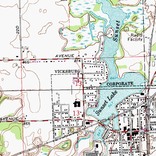 Topographic Map of Bronson Vicksburg Outpatient Center, MI