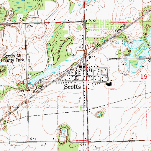Topographic Map of Scotts United Methodist Church, MI