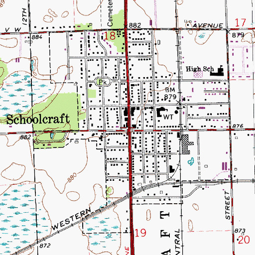 Topographic Map of Schoolcraft Fire Department, MI