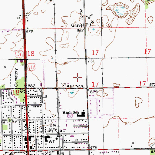 Topographic Map of Schoolcraft High School, MI