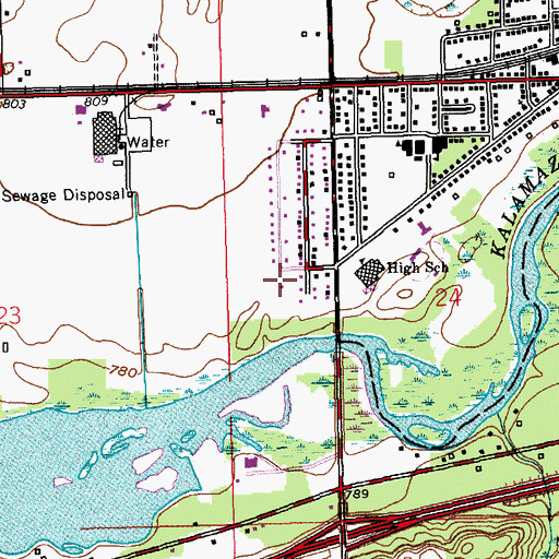 Topographic Map of Galesburg Baptist Church, MI