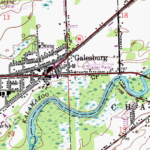 Topographic Map of Galesburg City Hall, MI