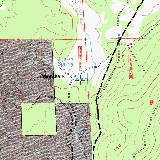 Topographic Map of Logan Spring, CA