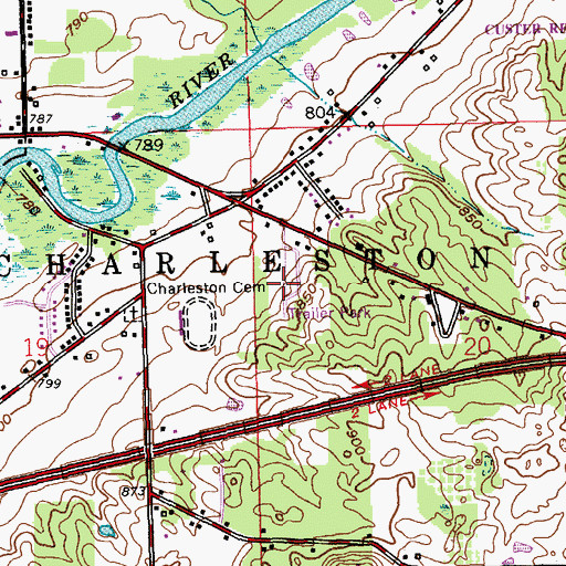Topographic Map of Andrews Estates Mobile Home Park, MI