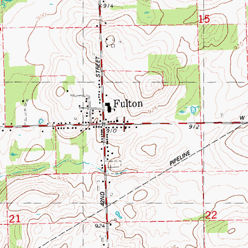 Topographic Map of Fulton Christian Church, MI