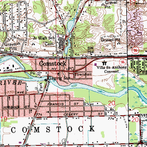 Topographic Map of Comstock Township Library, MI