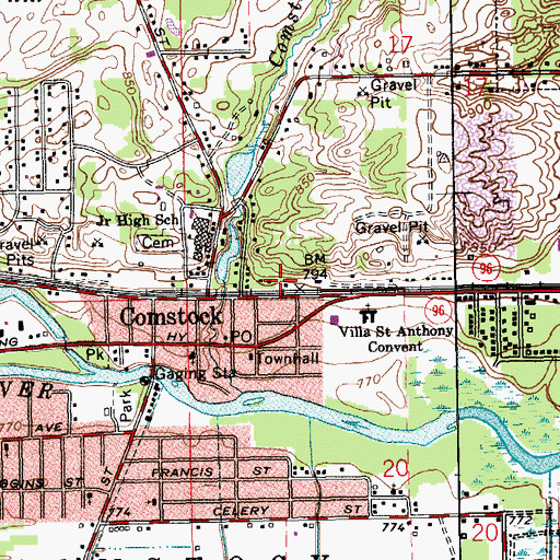 Topographic Map of Comstock Station, MI