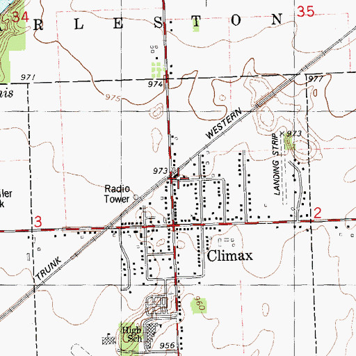 Topographic Map of Climax Station, MI