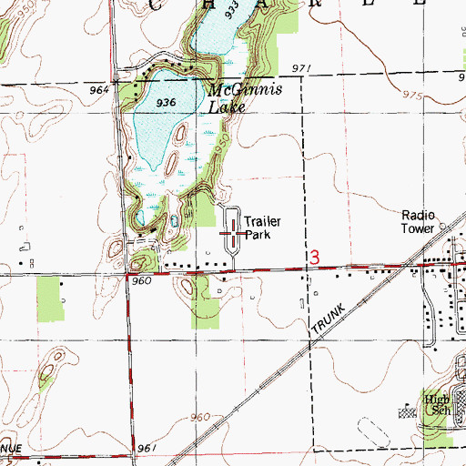Topographic Map of Climax Mobile Home Park, MI