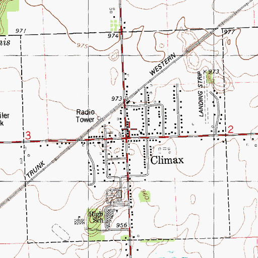Topographic Map of Climax Post Office, MI