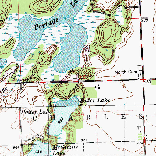 Topographic Map of Cold Brook Park, MI