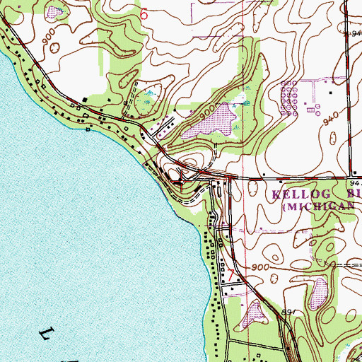 Topographic Map of Kellogg Biological Station, MI