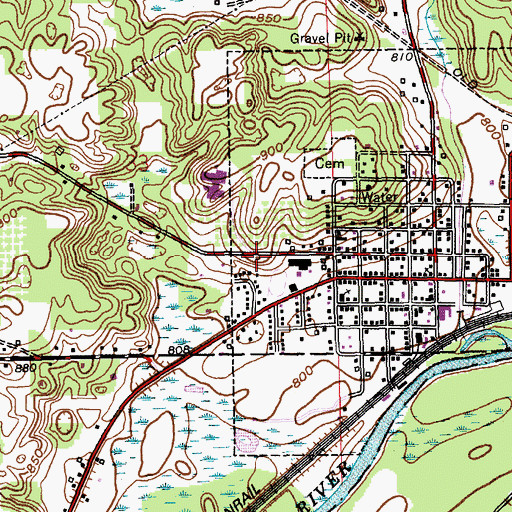 Topographic Map of Galesburg-Augusta Intermediate School, MI