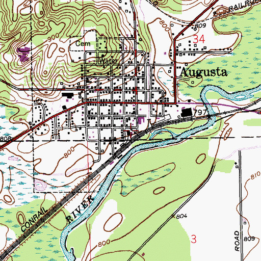 Topographic Map of Augusta Station, MI