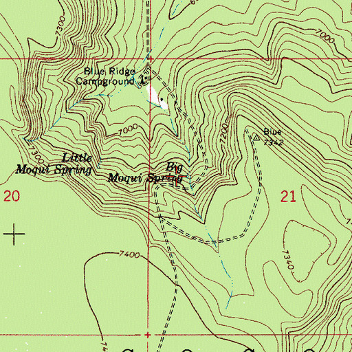 Topographic Map of Big Moqui Spring, AZ