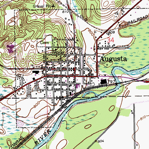Topographic Map of Augusta Fellowship United Methodist Church, MI